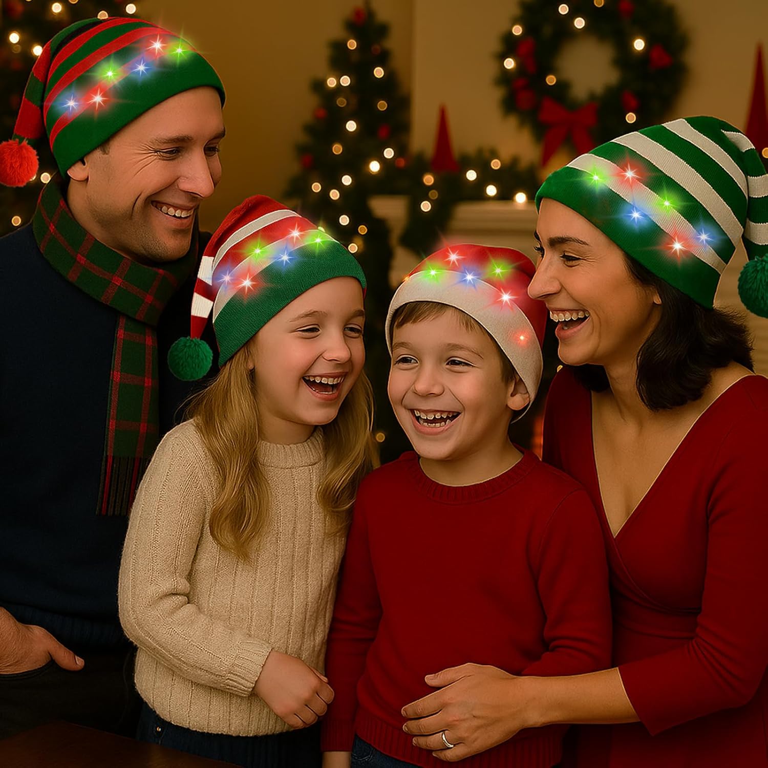 Christmas Light Up Beanie Funny Warm Winter Hats, for Adults Women Men Teens