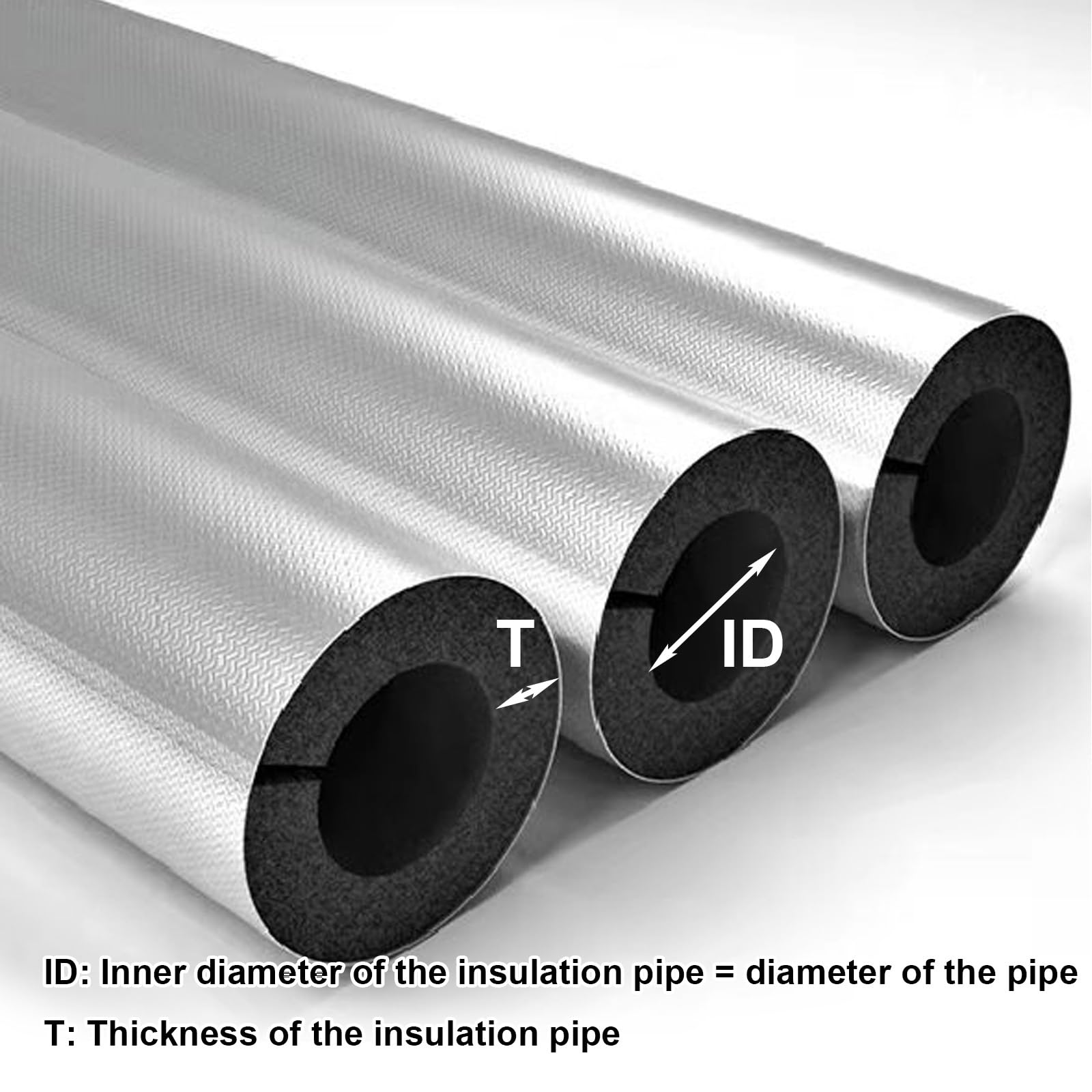 Tubo Aislante de Espuma, 95cm Fundas de Aislamiento Térmico para Tuberías Exteriores, Retardante de Llama, Anticongelante, ID 22-120mm, Espesor 20mm/30mm(TK 30mm/1.2",ID 110 mm/4.3")