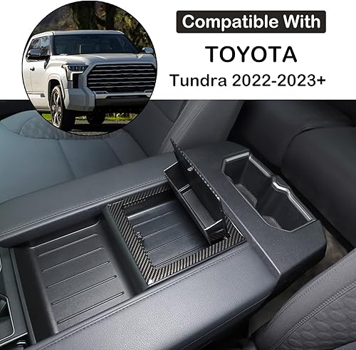 Miniatura 9 de Aunginsy Funda de almacenamiento oculta para reposabrazos compatible con Toyota Tundra 2024 2023 2022, bandeja organizadora de consola central,