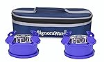 Signora Ware 350Ml+350Ml Smart Microwave Safe Twin Midday Stainless Steel Lunch Box with Bag, Food Grade BPA Free Conatiners, Air Tight and Sleek Leak-Proof Lid Tiffin Boxes (Set 2 Violet)