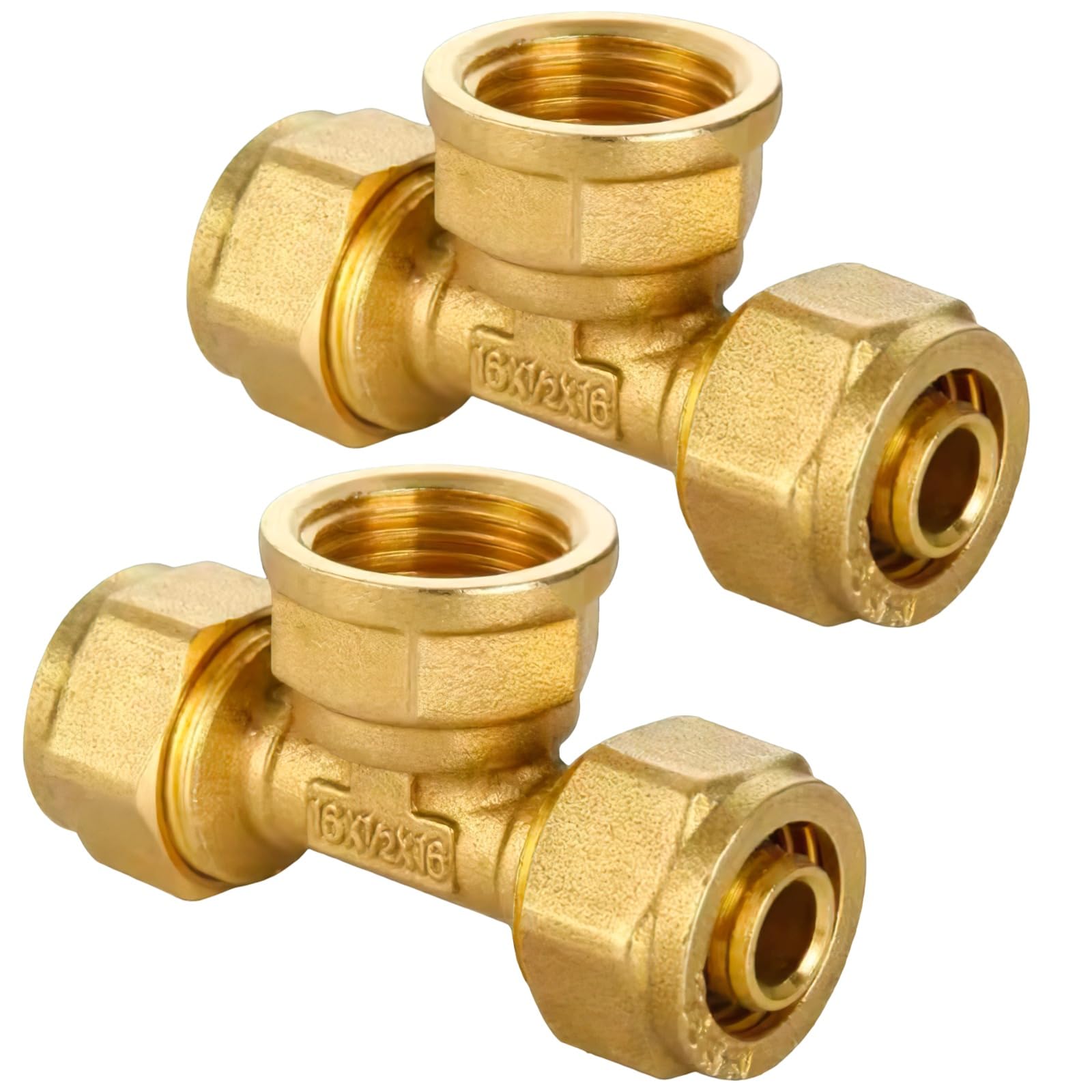 Lot de 2 raccords té égal 1/2 pouce, raccord tee égal G1/2, raccords en laiton pour système de tubes 1/2 pouce, connecteurs de tuyau G1/2, joints en T étanches pour chauffe eau, 1216