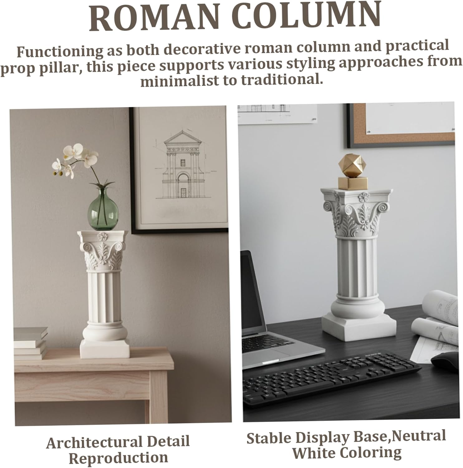 Roman Column Statues, 13.5x34.5cm Resin Column Pedestal Stand, Outdoor Waterproof Greek Columns Pillar Sculpture for Home Garden Wedding Decorations