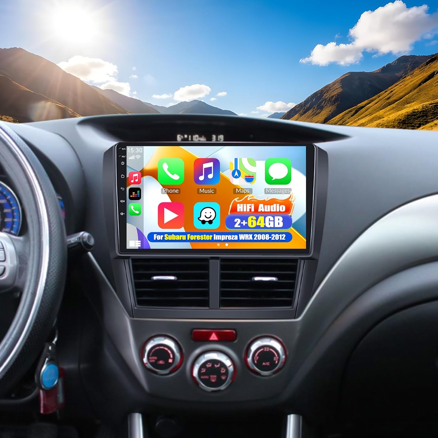 2G+64G Car Stereo for Subaru Forester Impreza WRX 2008-2012 Wireless CarPlay Android Auto Bluetooth,EQ Android 13 9" Inch HD Touchscreen WiFi GPS Mirror Link 26-UI FM/RDS USB SWC+Backup Camera Mic