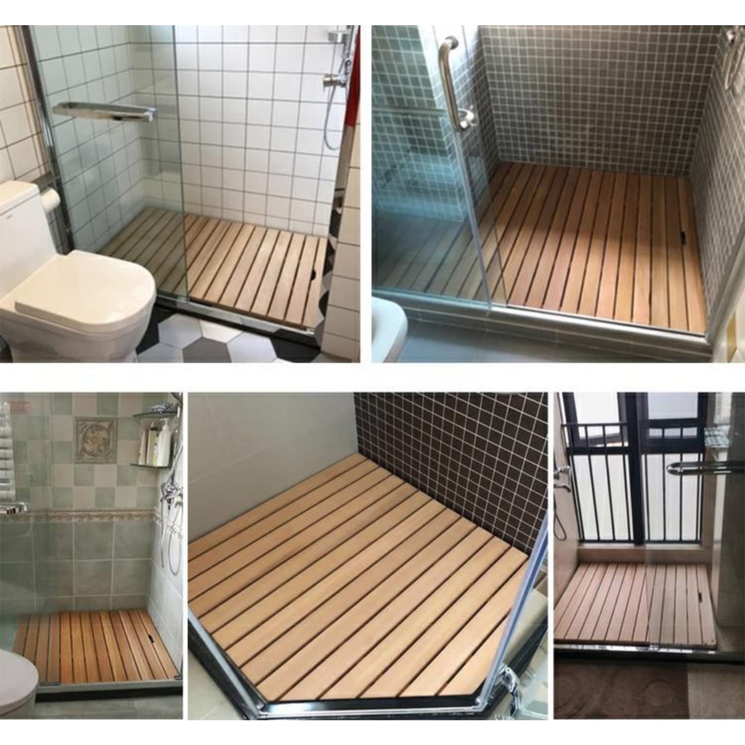 Duschmatte aus natürlichem Holz, rutschfeste Badematte, Lattenbrett, für den Innen- und Außenbereich, Wellnessbereich, stilvolle dunkle Farbe (30 x 50 cm) – Mehrzweck-Badezimmer-Zubehör