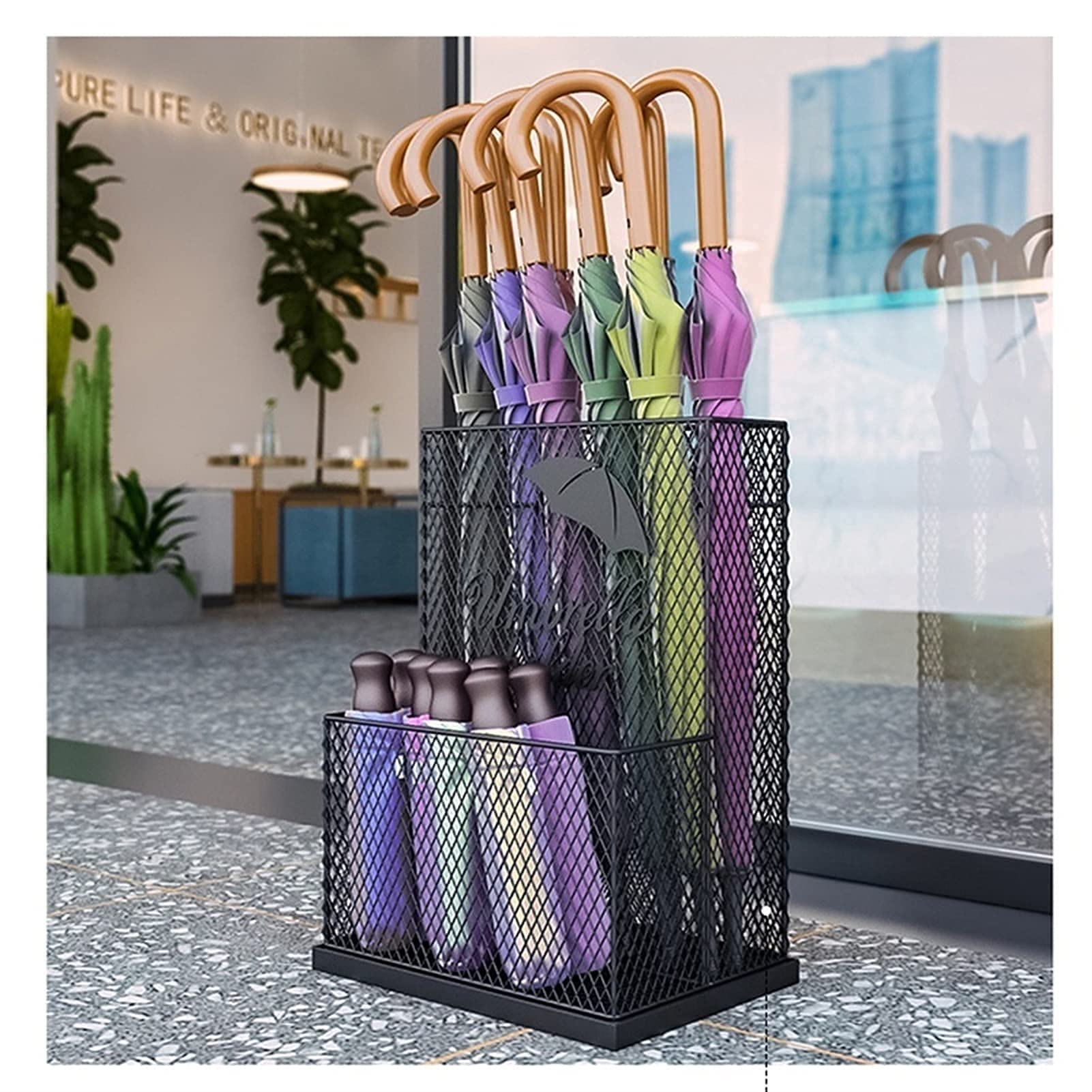 Porte-parapluies domestique grand format pour éliminer l'eau au sol