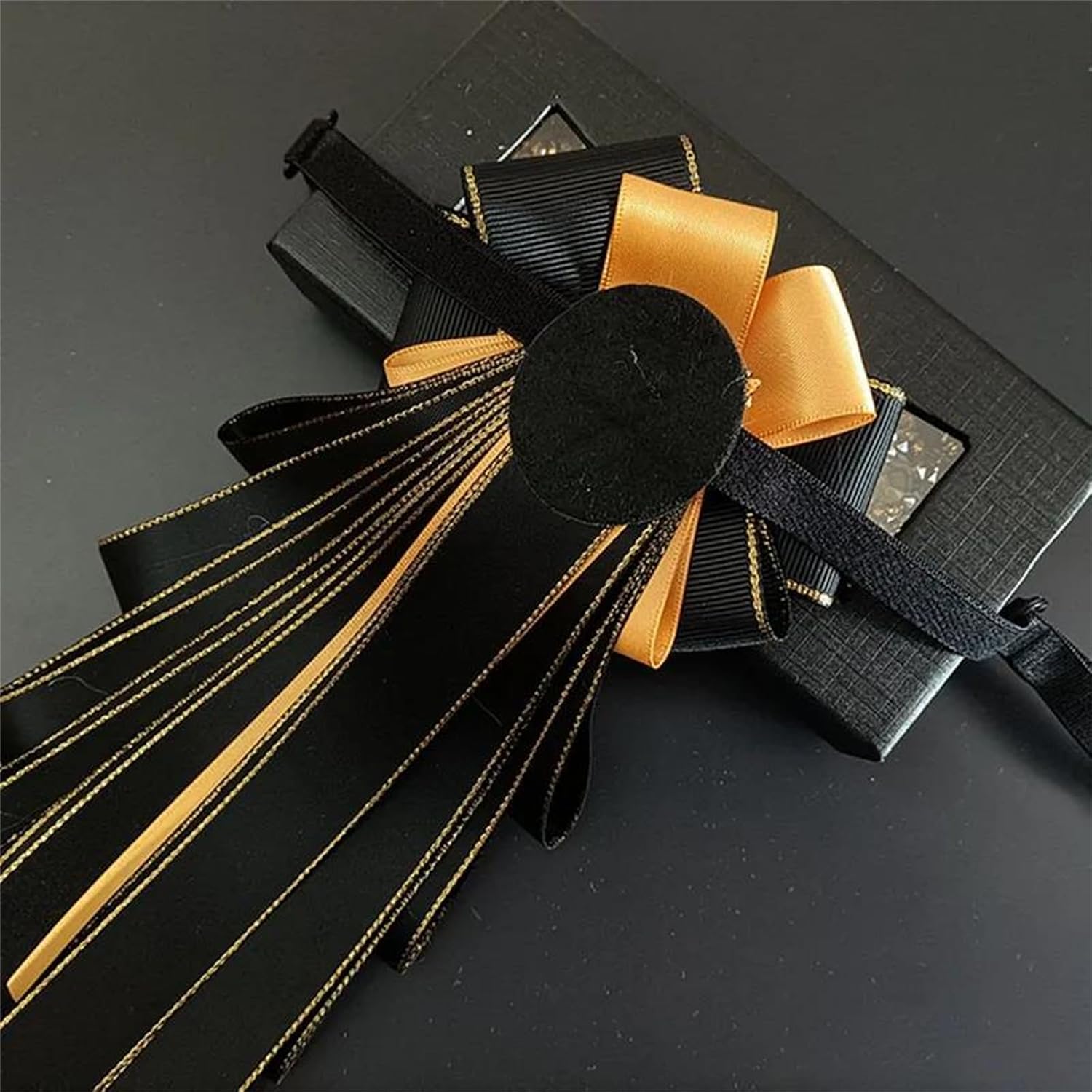 Womens Mens Lion Bow Tie Tassel Brooch Luxury Rhinestone Handmade Ribbon Collar Flower for Suit Shirt