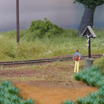 Warmtree 20 Pcs Static Grass Bushy Tufts Lowland Shrubs Scenery DIY Miniature for Train Landscape Railroad Scenery Sand Military Layout Model War Gaming Terrain(Blue)