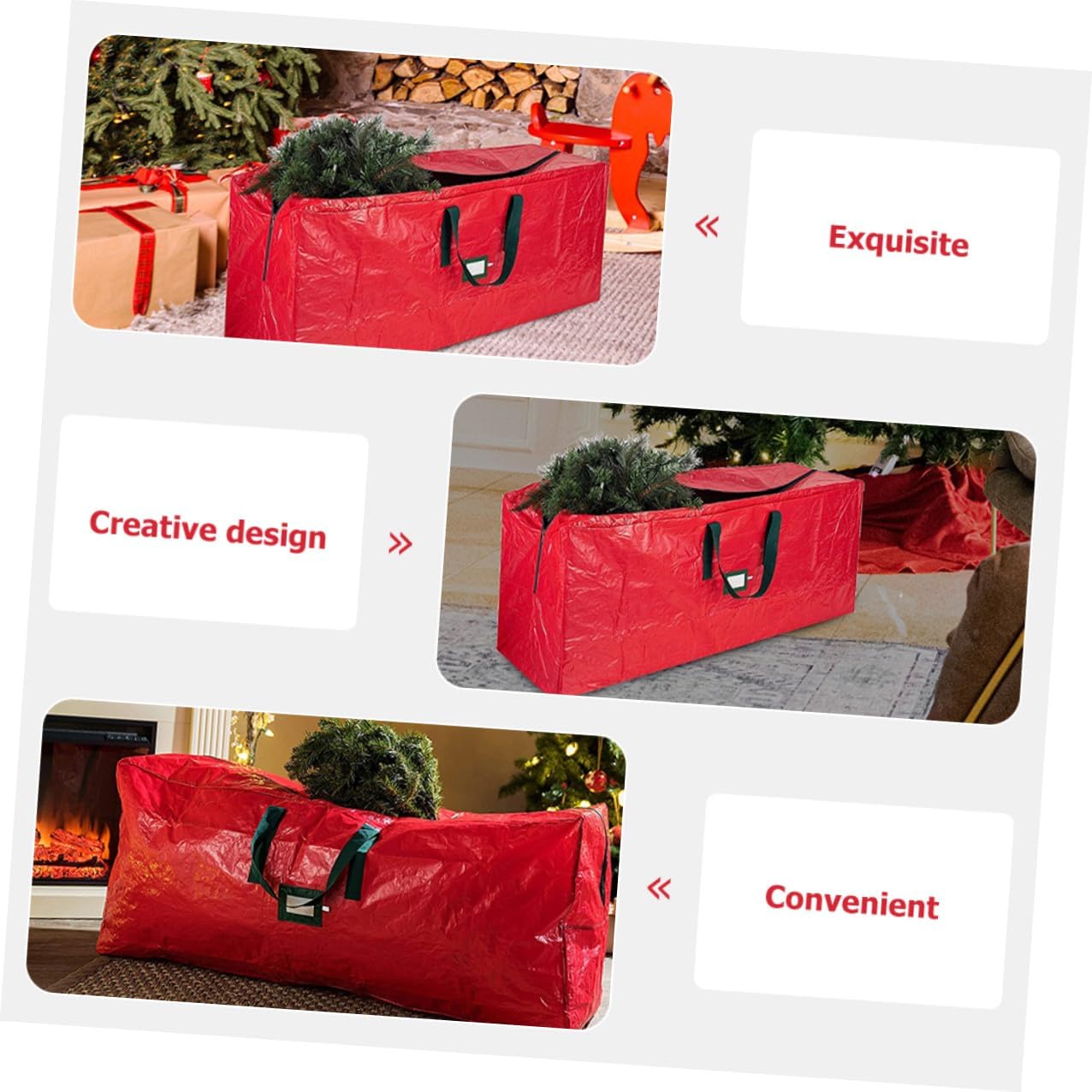 GALPADA Christmas Tree Storage Bag Waterproof Large Organizer Pouch with Zipper and Carry Handles Dustproof Sturdy Xmas Tree Container for Holiday Decoration Storage 165x38x76 Cm