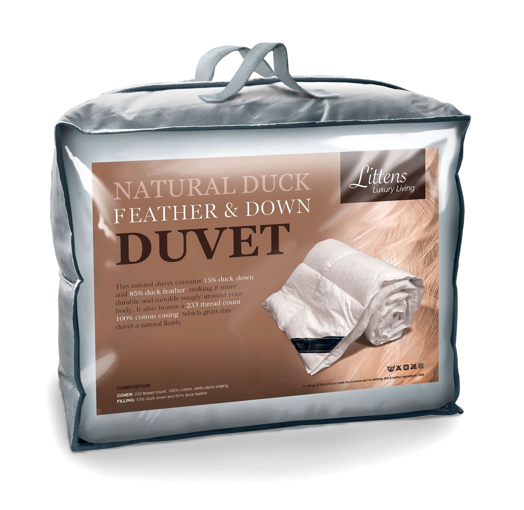 Littens Extra Warm 13.5 Tog Emperor Bed Size Duck Feather & Down Winter Thermal Duvet Quilt, 15% Down, 230TC 100% Down-Proof Cotton Casing (290cm x 235cm) Energy Efficient