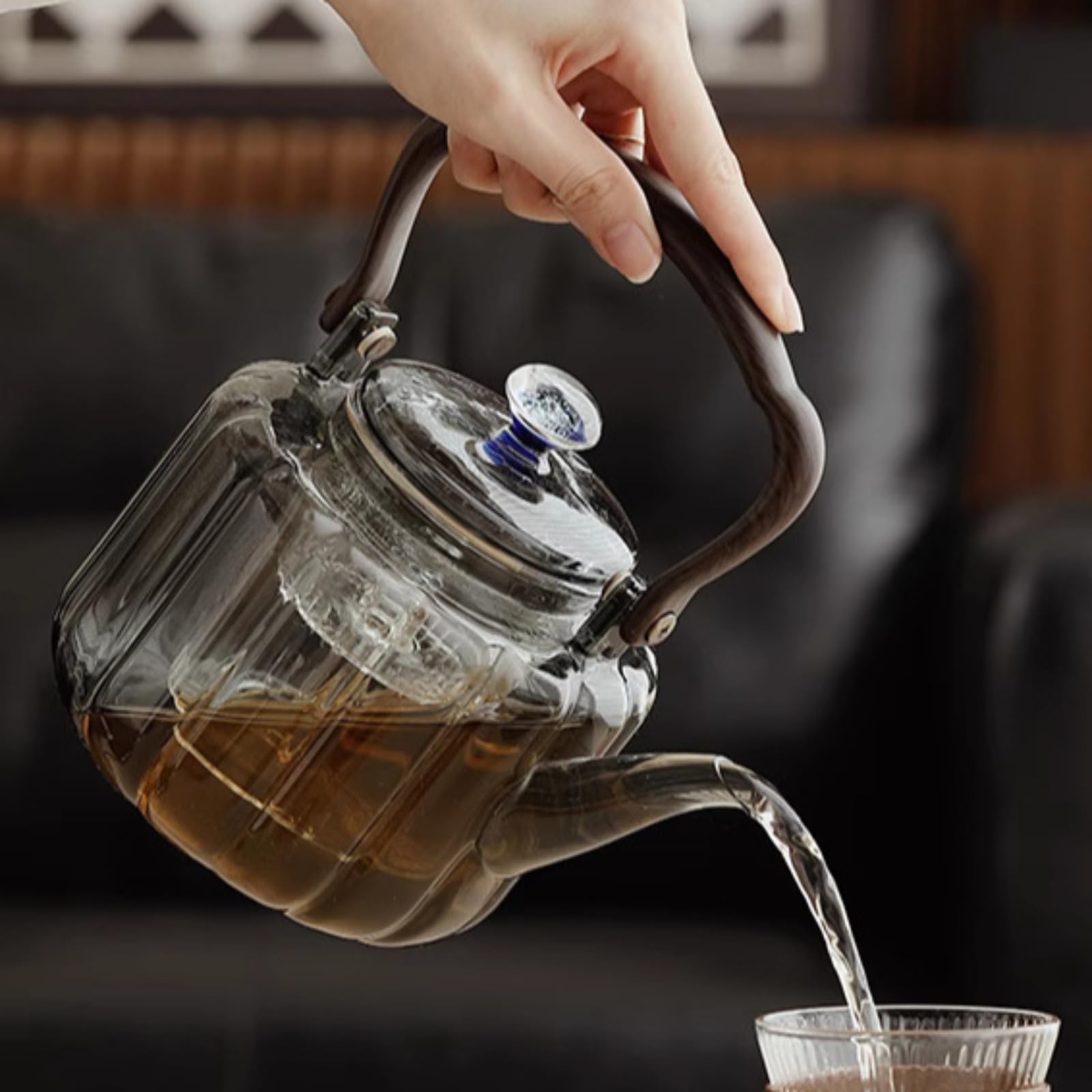 Czajniczek szklany zestaw do herbaty gospodarstwa domowego, 1250 ml 1,299.2 g, żaroodporny zaparzacz do herbaty