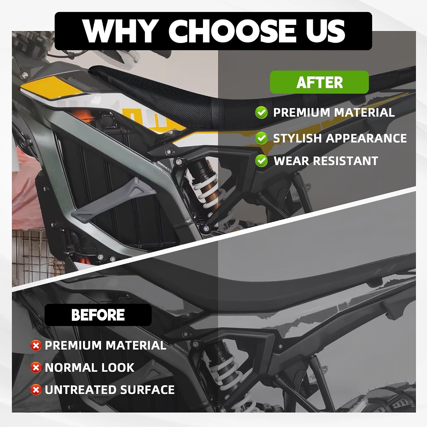 Seat Cover for Surron Ultra Bee,PVC Non-Slip Dirt Bike Cushion Cover for Electric Bike Sur Ron Ultra Bee-Black
