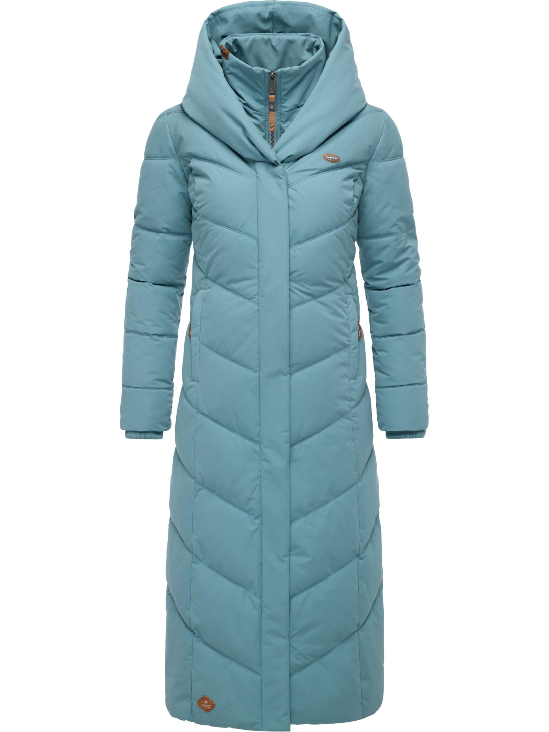 Ragwear Women's Stone Blue25 Winter Coat, Warm Quilted Coat, Extra Long, With Hood, Natalka Extralong Intl, Xs-6Xl, L