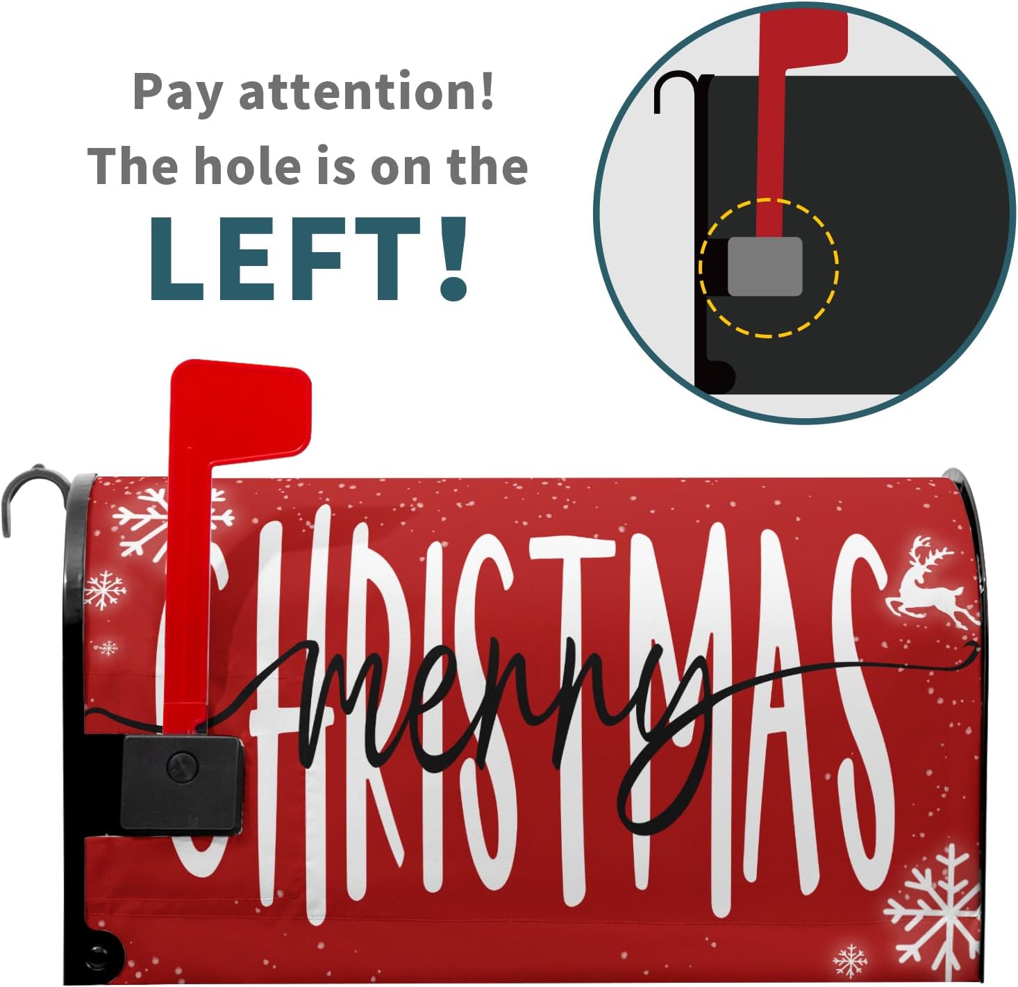 Merry Christmas Magnetic Mailbox Covers - Large Size 25'x21' Red Winter Snowflake Mail Wraps for Garden Yard Outdoor Decor
