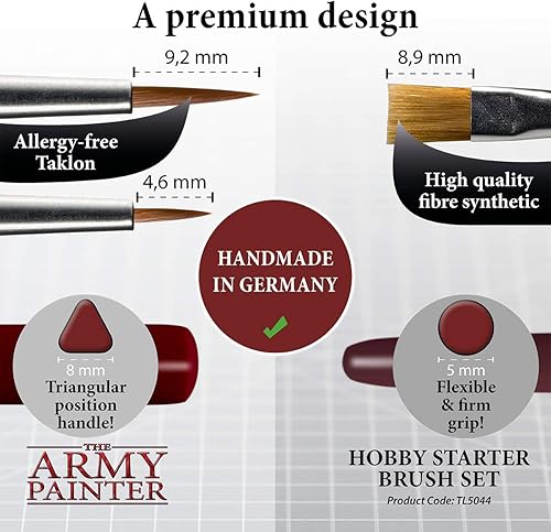Miniatura 3 de The Army Painter Hobby - Juego de 3 pinceles de pintura acrílica pequeños en miniatura incluye cepillo seco pincel de pintura modelo estándar y