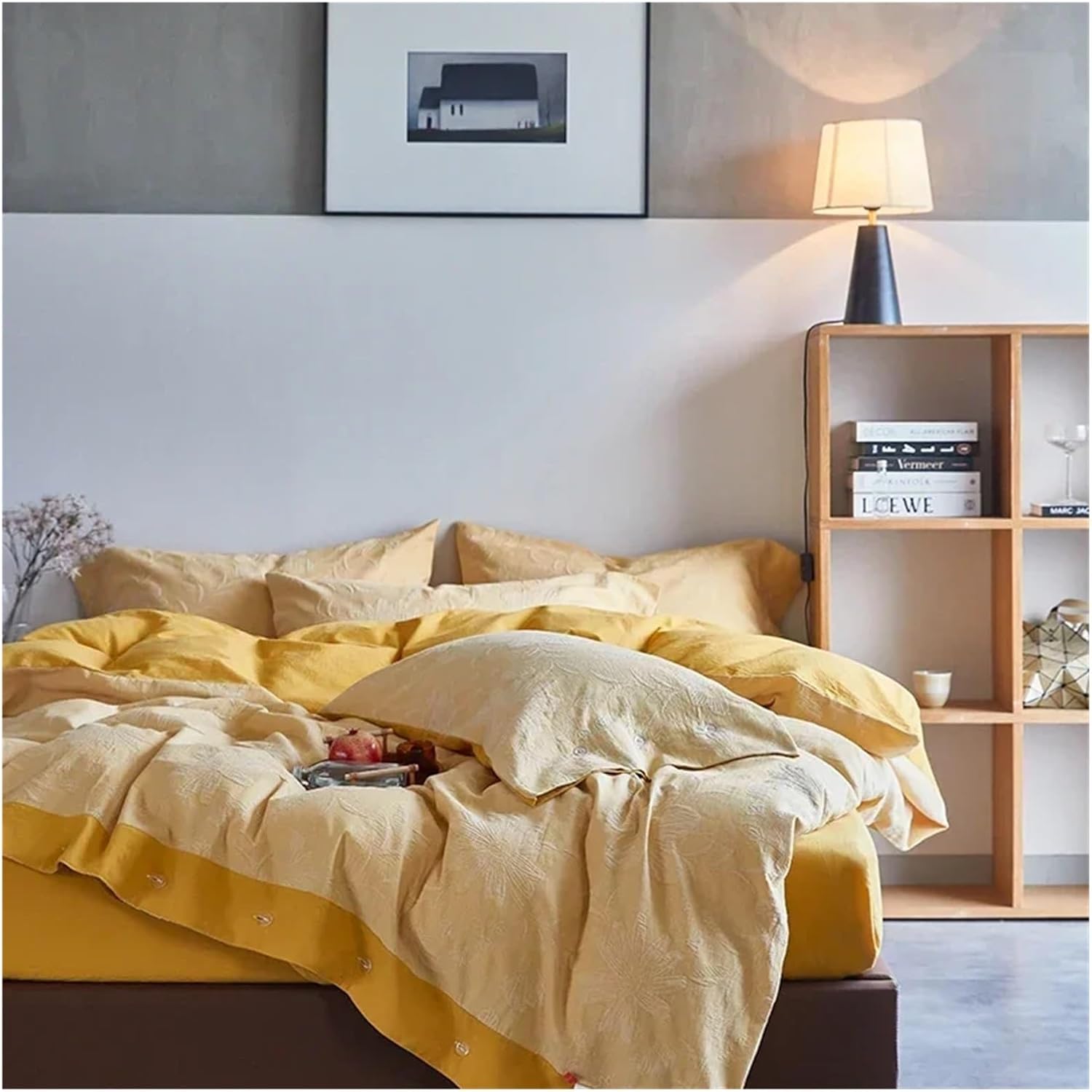 Retro Style | Double Layer Gauze Four Piece Set of Cotton Bed Sheets, Quilt Covers, Buttons, Light Luxury Bedding,Bed