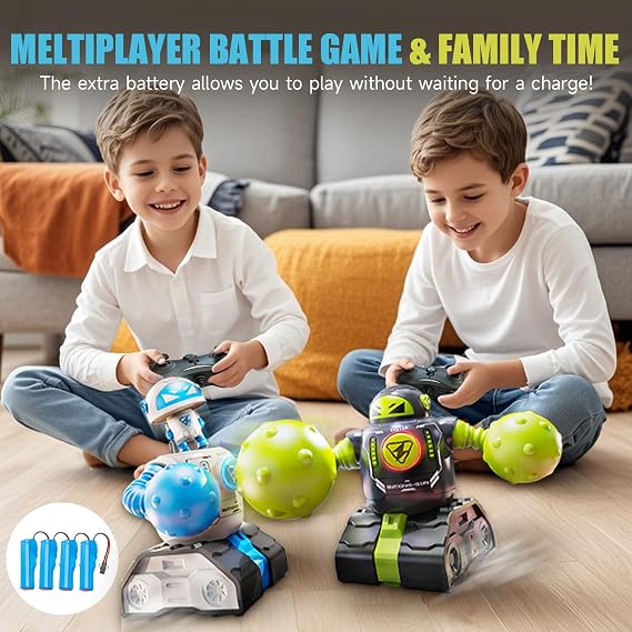cxjoigxi Remote Control Fighting Robot Toys Set of 2, RC Ejecting Battle Bots with Light & Sound, Fun Electronic Battle Robots Game, Christmas Birthday Gifts for Kids Boys Age 5 6 7 8 9 10 11 12