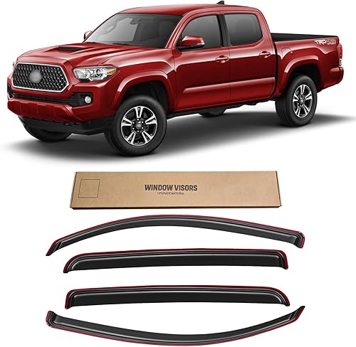 Miniatura 366 de Visera de ventana para Toyota 4Runner 2010-2024, protectores de lluvia de canal exterior, deflector de ventilación, sombra de viento, humo oscuro