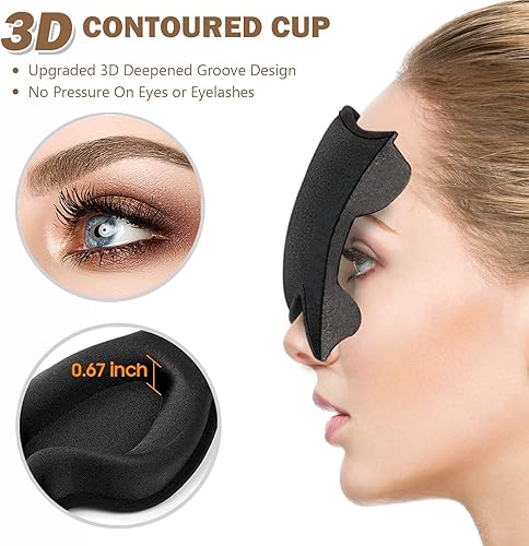 Miniatura 3 de Máscara de ojos para dormir para hombres y mujeres, máscaras 3D para dormir de lado, bloqueo de luz para dormir, cubierta de ojos refrescante con