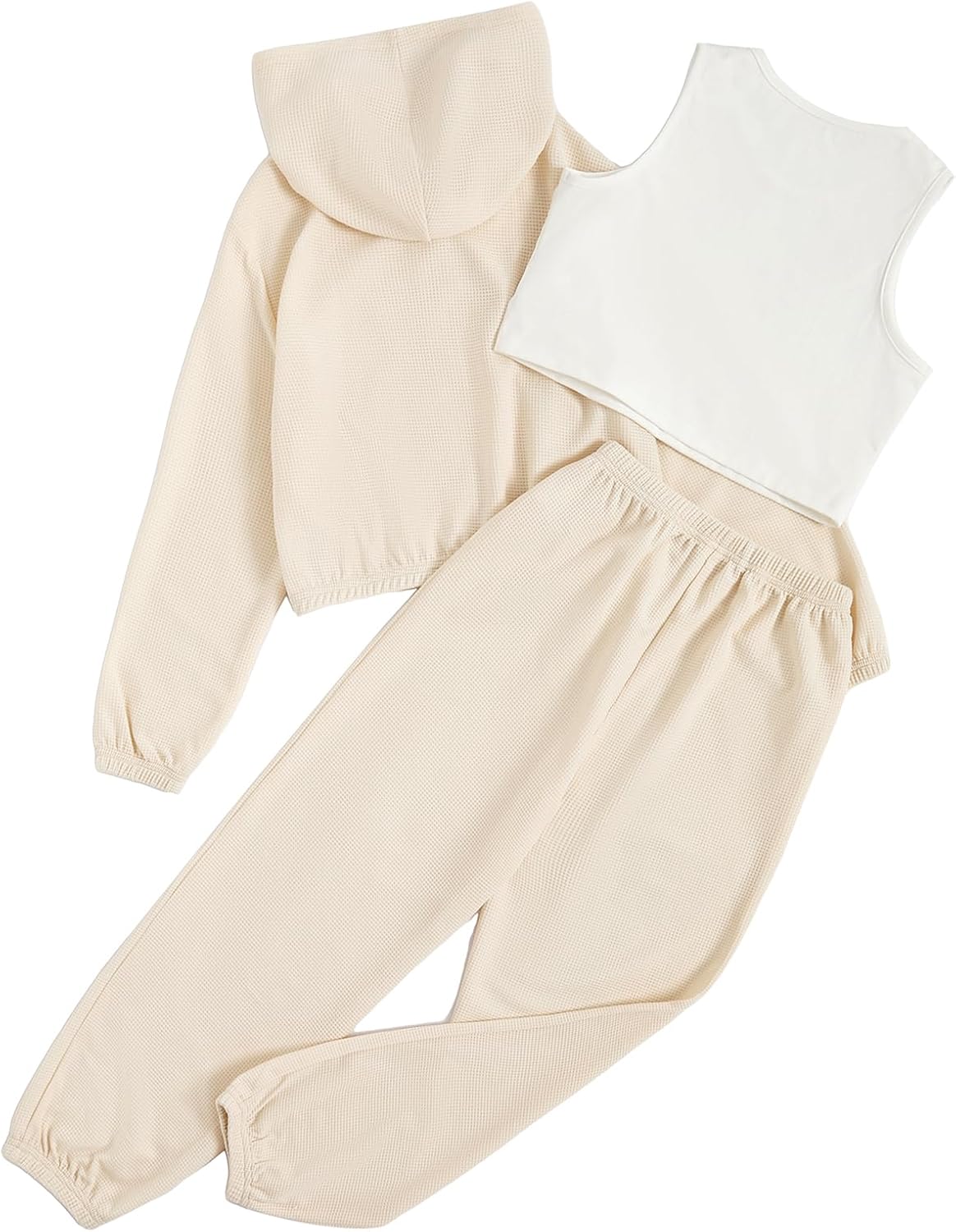 Floerns Girls Cute Preppy 3 Piece Outfits Clothes Tank Top Sweatpants Set with Sweatshirt Hoodie - Image 2