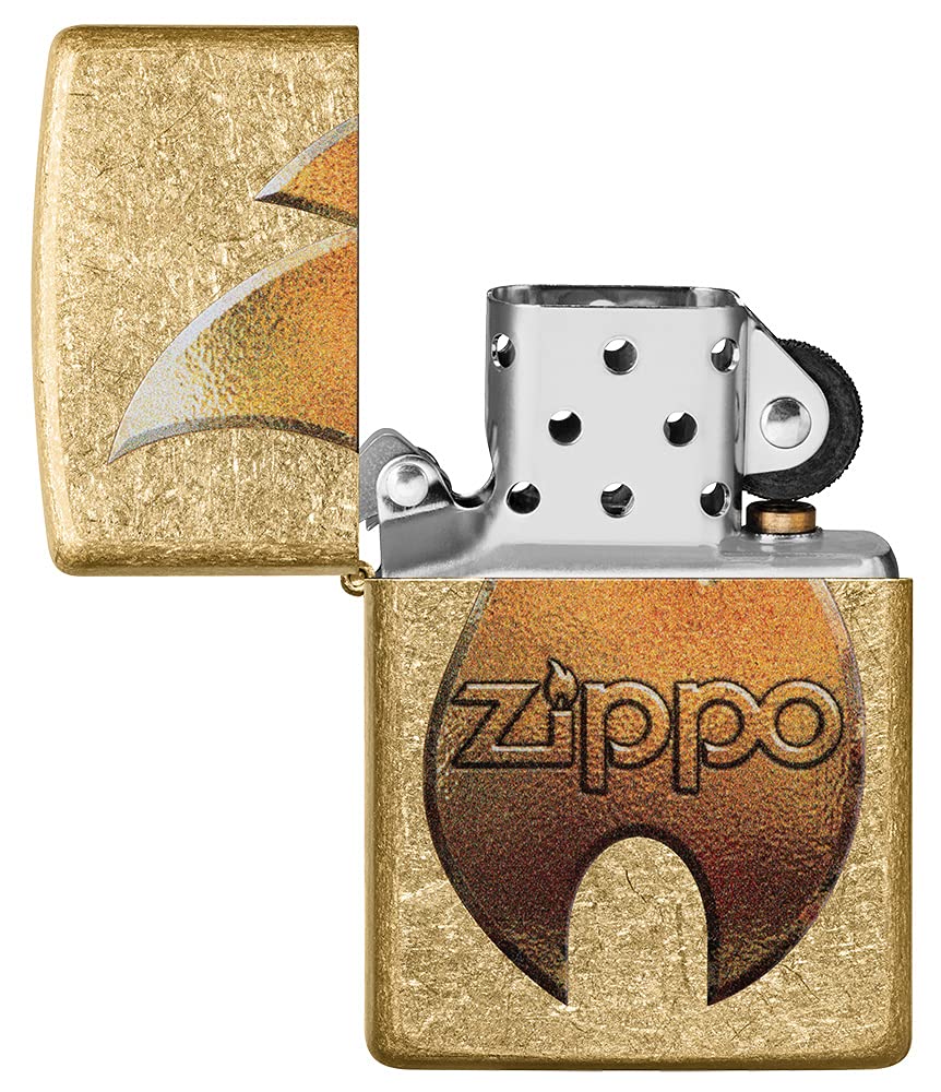 Zippo Sturmfeuerzeug Ornamental – Gebürstetes Messing, Windfest, Nachfüllbar, Made In USA, In Geschenkbox
