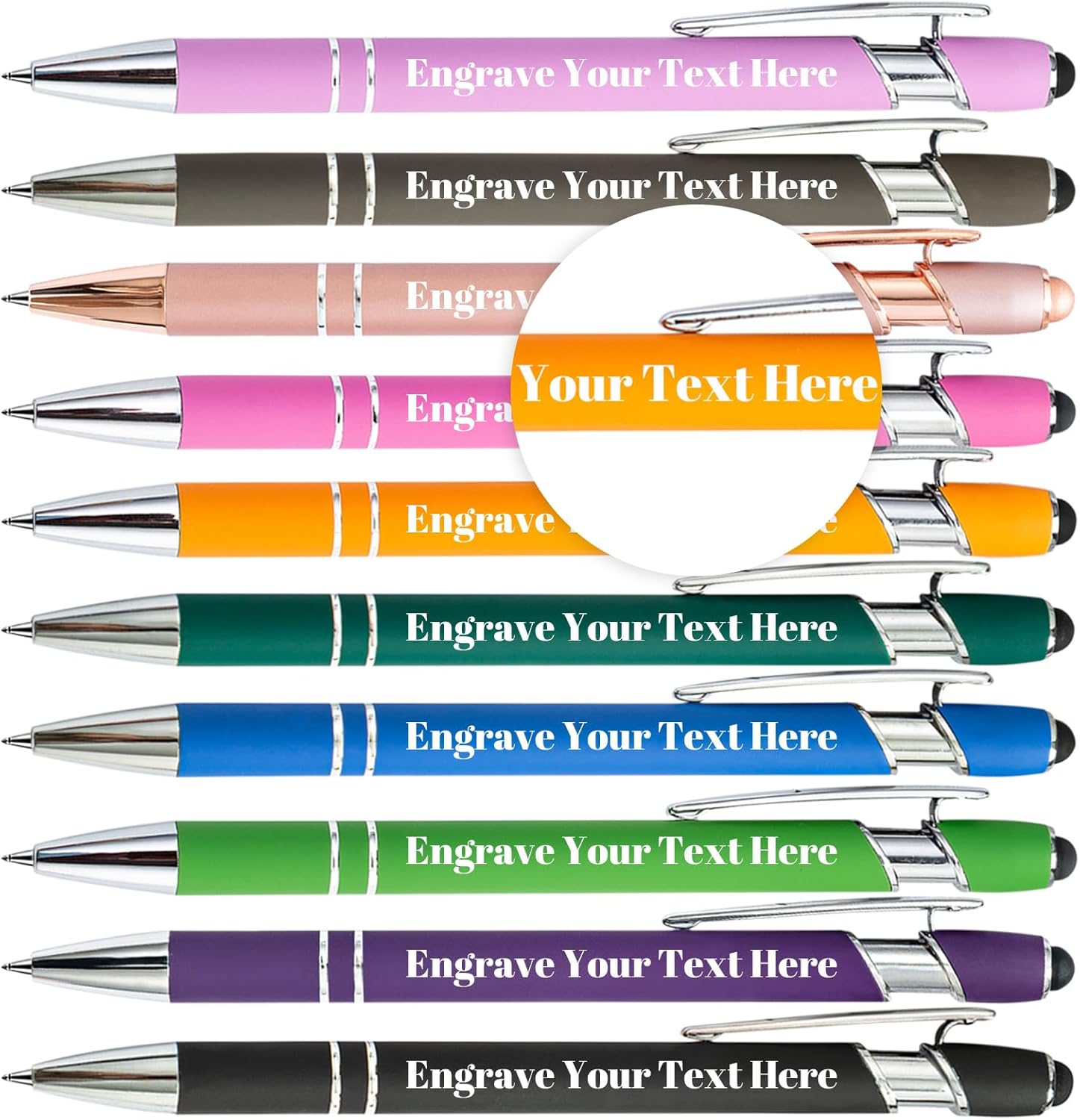 Personalized Pens with Stylus: Custom Engraved, Smooth Writing, and Touchscreen Compatibility - Ideal for Gifts, Promotions, and Business, Black Ink (20Pcs/multicolor)