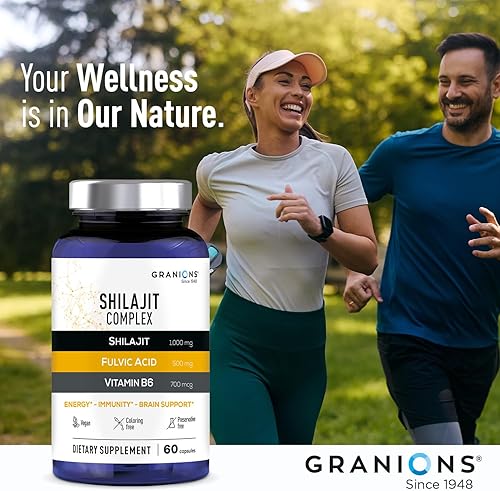 Miniatura 7 de Granions Pure Shilajit - Cápsulas para hombres  Suplemento Shilajit del Himalaya de 1,000 mg con ácido fúlvico y vitamina B6  Suplementos de ultra