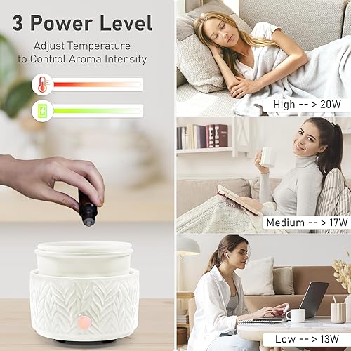 Miniatura 9 de Calentador eléctrico de cera perfumada para derretir  Calentador de cera de cerámica, 3 en 1 para derretir cera y calentador de fragancia para