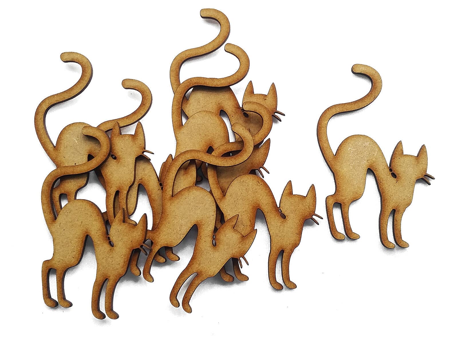 Unfinished Wood Cat Cutouts For Crafts - 5mm Plywood Cat Silhouettes For Painting, DIY Decor (5 Inch)