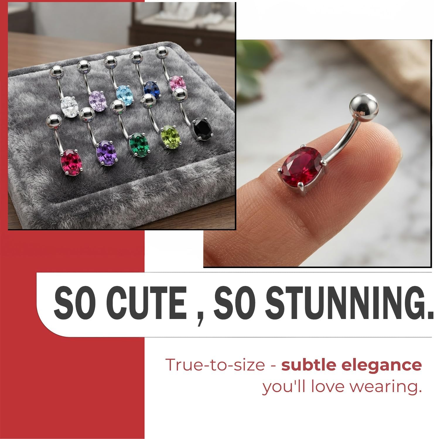 5mm x 7mm Oval Cz Stone Design Sterling Silver with Stainless Steel Belly Piercing Ring Body Jewelry