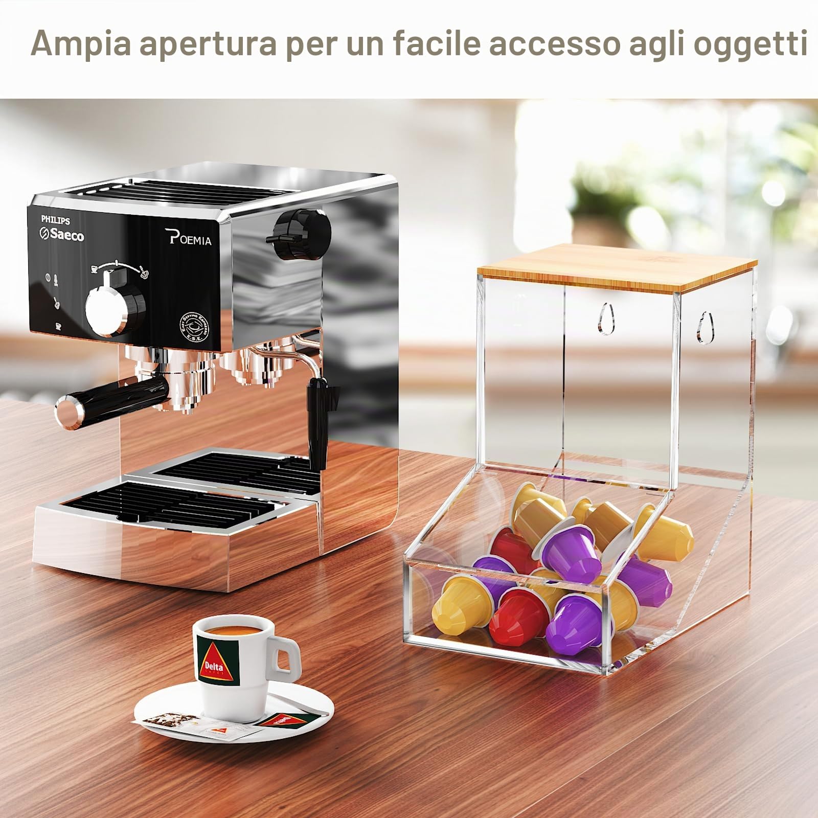 JYPS Confezione da 2 contenitori per bucato, dispenser per caramelle in acrilico con 2 coperchi, supporto o parete per detersivo per bucato, dispenser per lavanderia, cucina, capsule di caffè/capsule