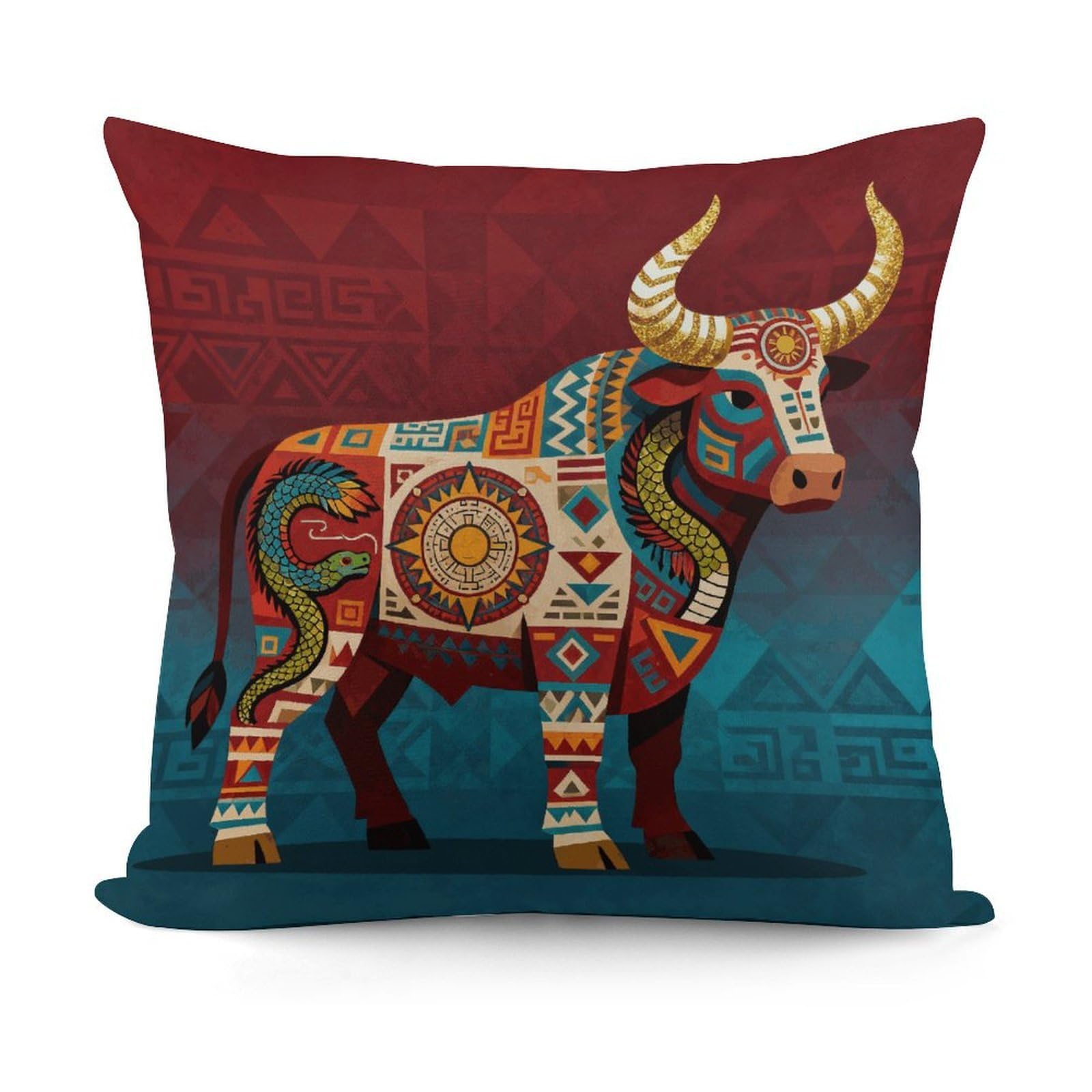 VstaDank Aztec Cow Pillow Covers Soft Plush Decorative Square Pillow Cover Modern Breathable Pillowcases Pillowcase with Invisible Zipper 18x18 Inches for Sofa Living Room