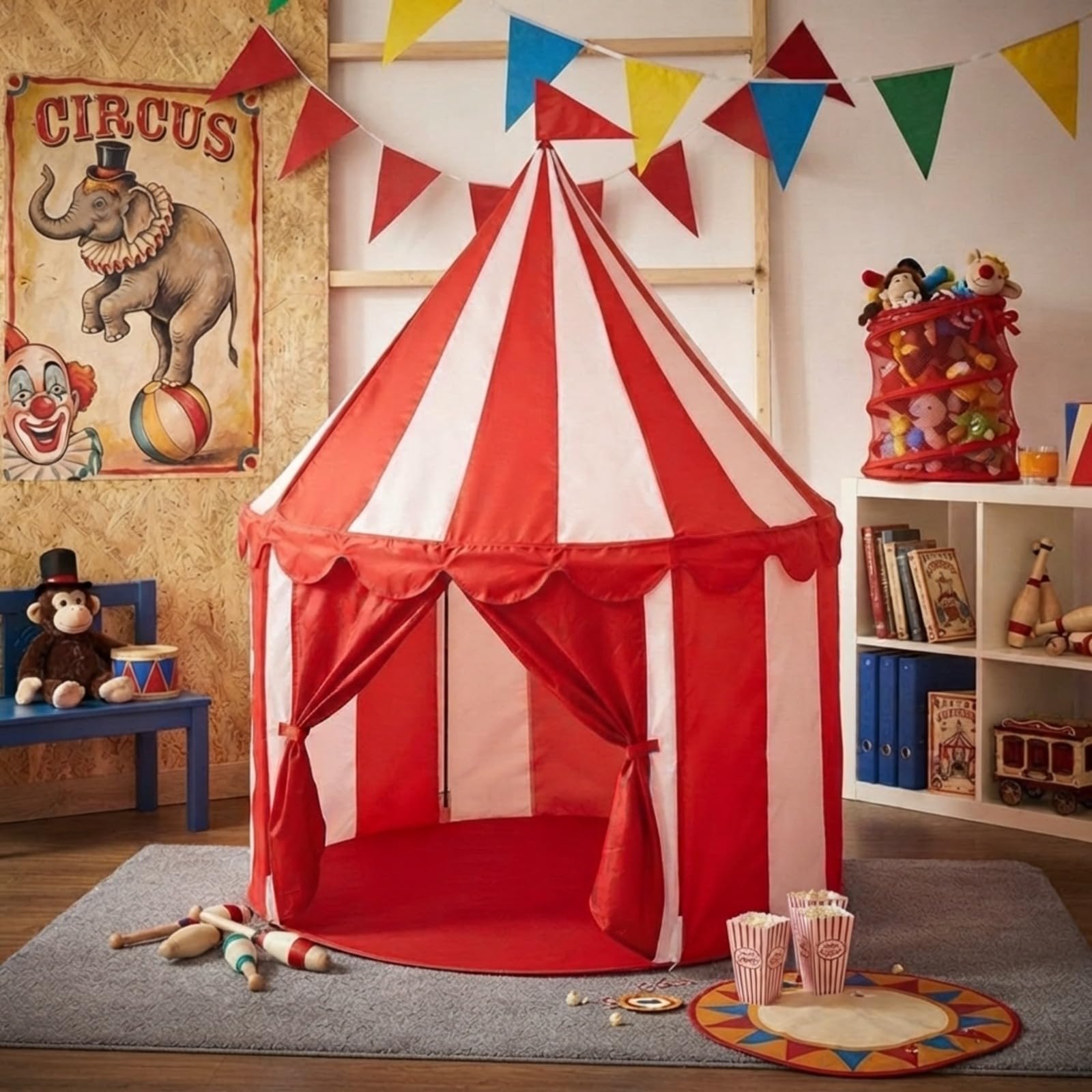 Ribbonlic Circus Tent Red Floor Play Circus Tent Large Playhouse Castle
