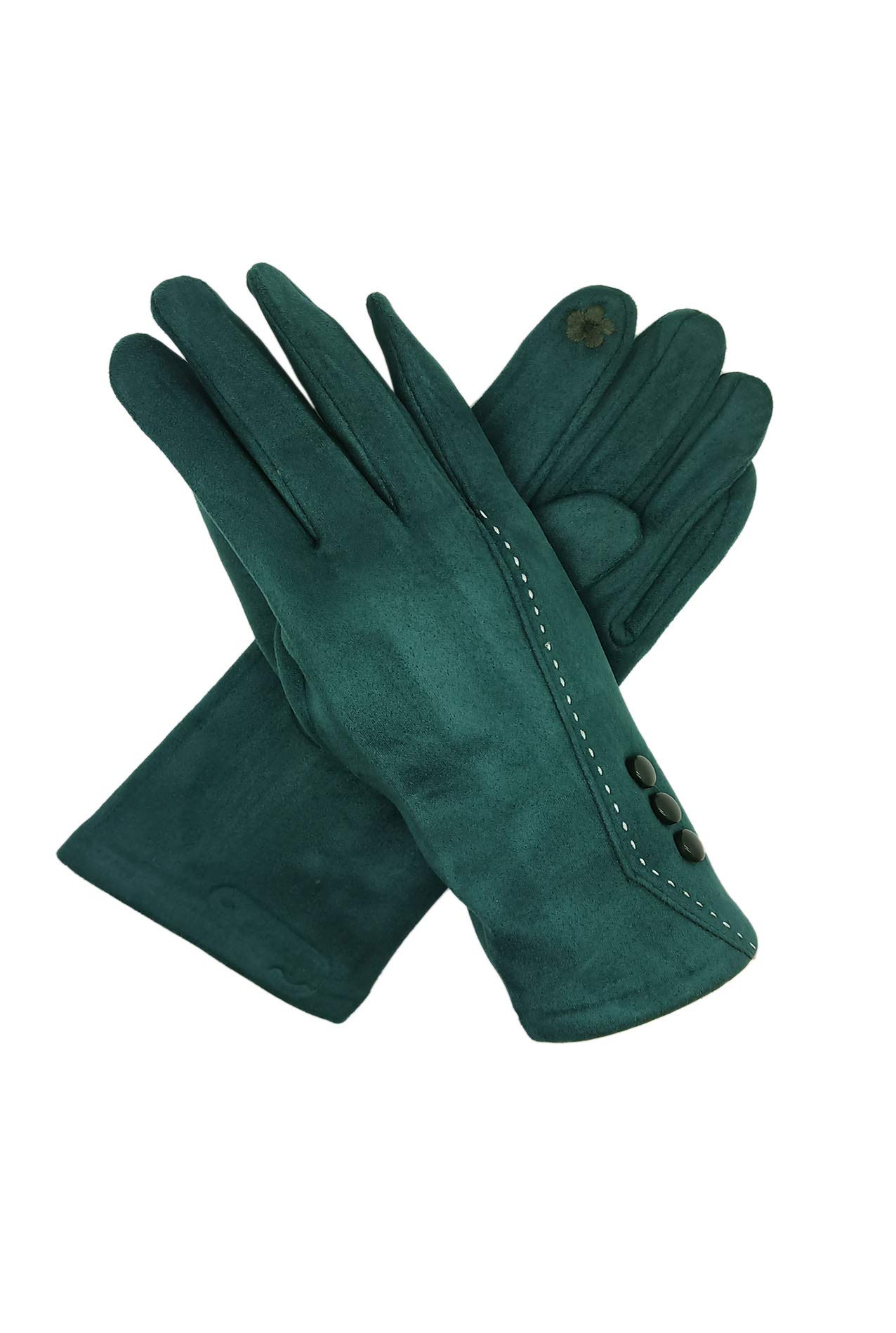 Finecy In Women's Green - Gloves Fashion Velvet Gloves Featuring Buttontouch Screen Finger Mittens (Green)