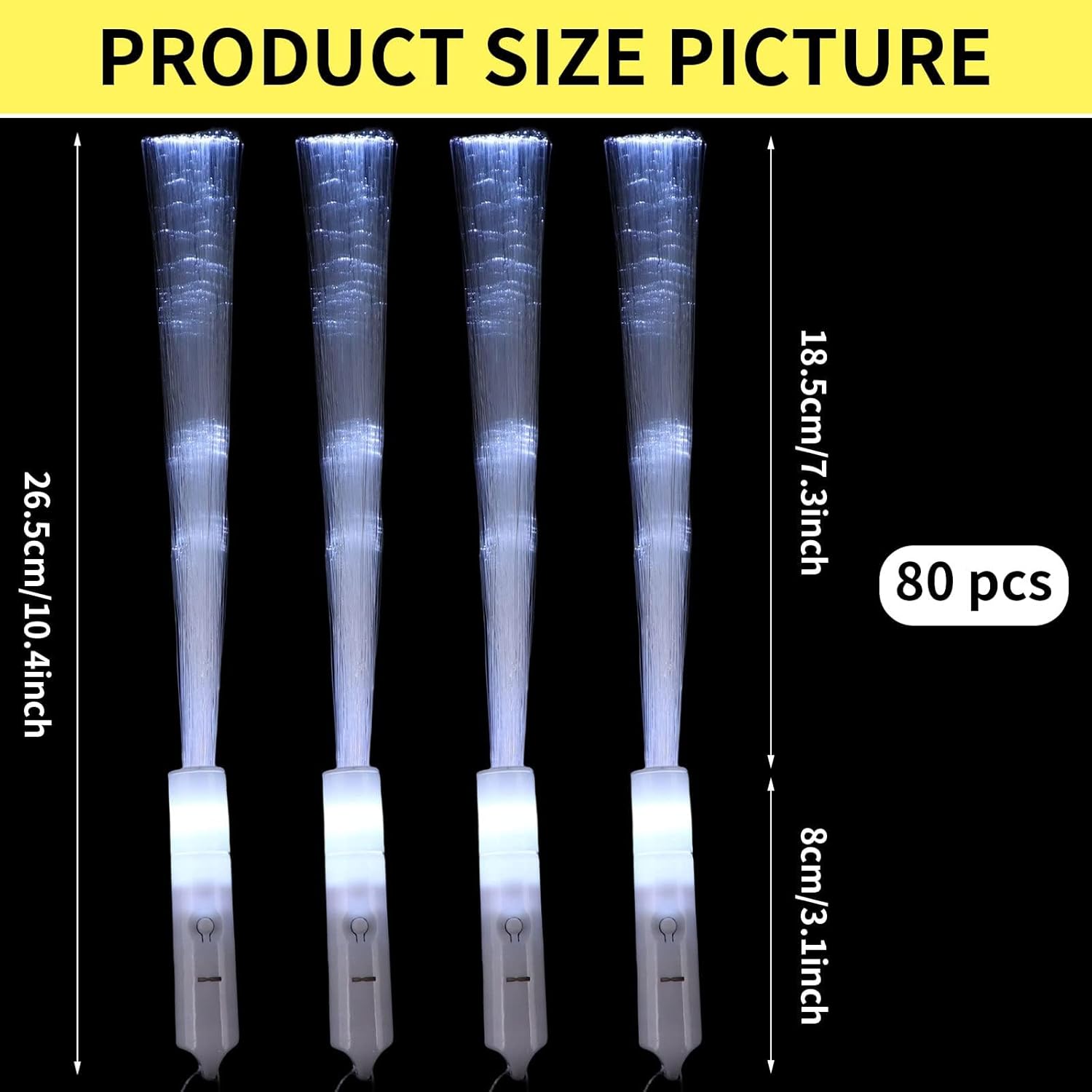 80 Pcs Fiber Optic Wands Glow Sticks for Adult 3 Flashing Modes Wedding Wand Light Up Party Favor Sticks Magic Wands for Wedding Baby Shower Birthday Neon Halloween Christmas Party Supplies(White)