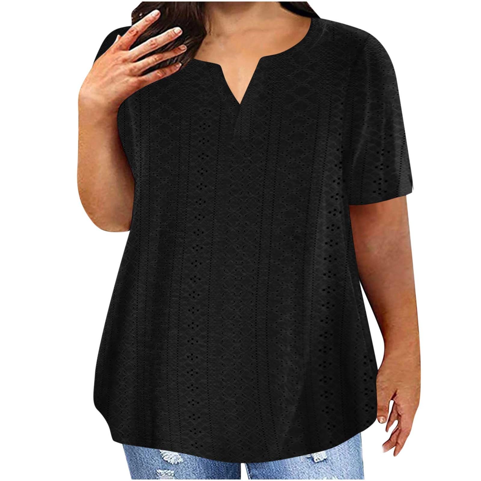 HAOLEI Camisetas Manga Corta Mujer,Blusa Mujer Verano 2024 con Cuello en Pico,Color Sólido T-Shirt Multicolor Shirt Tallas Grandes Blusa Casual Tops Básica Camiseta Mujer Pullover Blusa