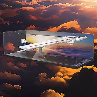 Display Box Compatible with Lego 10318 Concorde Dustproof Display Case, Model Collectibles Display Case (No Lego Model) (with Pattern)