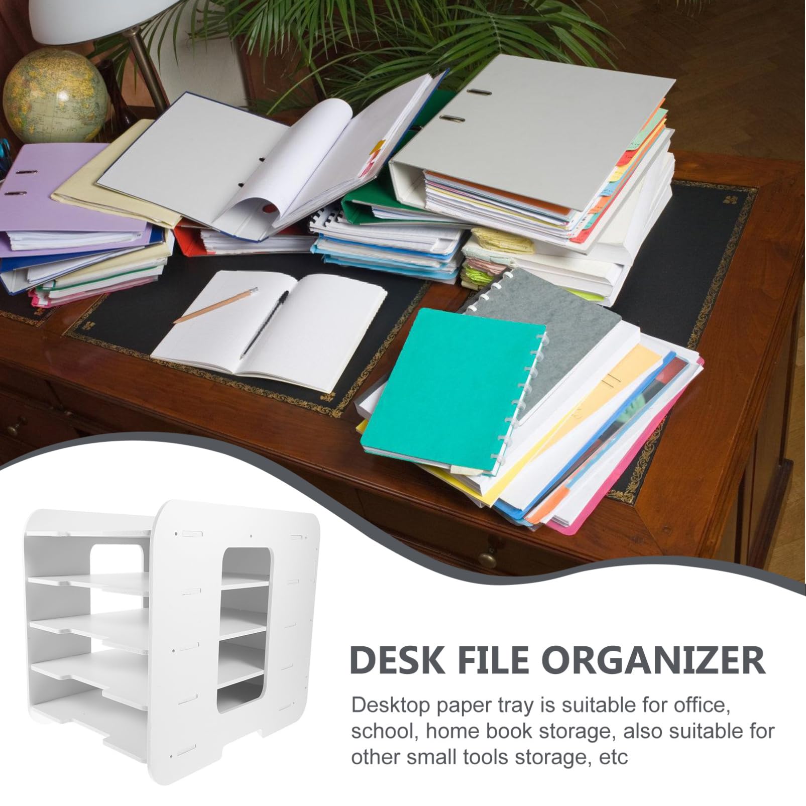 PRETYZOOM Portadocumenti in Materiale Composito Legno-plastica Organizzatore Di File Da Scrivania Portariviste Impilabile Per Documenti Lettere e Cartelle