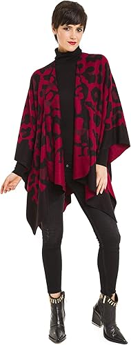 Miniatura 2 de MIMOSITO Chal envolvente tipo poncho Ruana para mujer, suéter abierto al frente para otoño e invierno