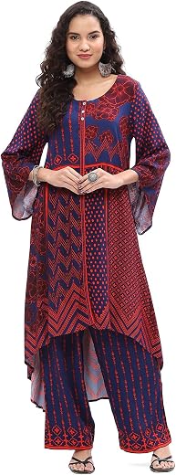 BIBA Women Rayon Printed Asymmetric Kurta Set
