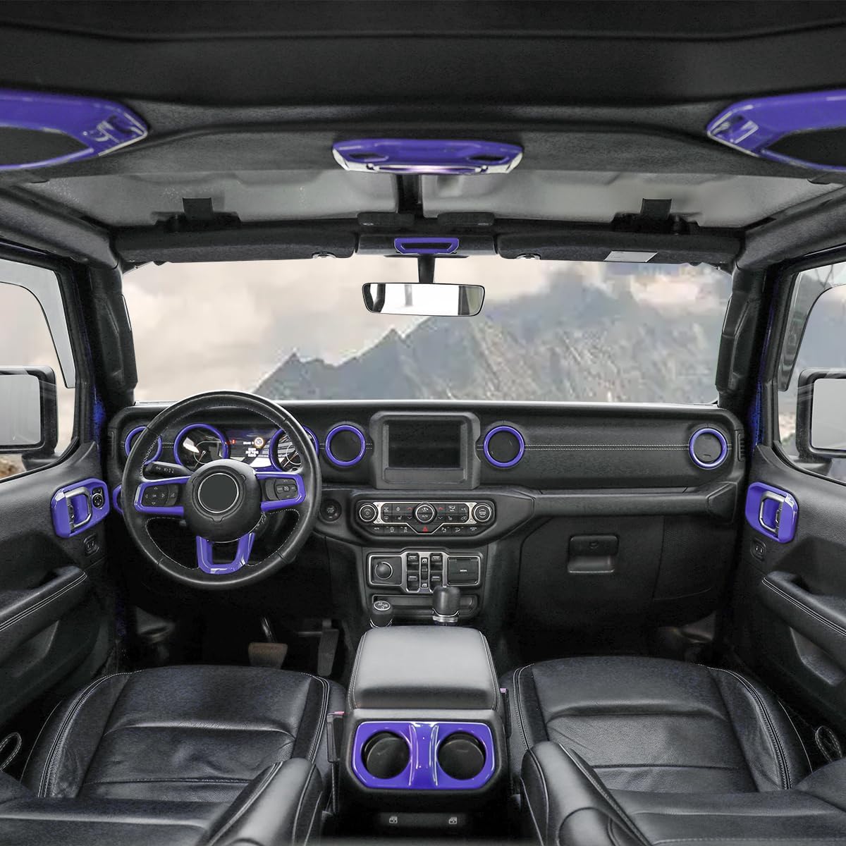 Barong for Jeep Wrangler JL JLU Gladiator JT 2018-2023 Accessories Interior Decoration Steering Wheel Gear Cup Holder Door Panel AC Air Vent Reading Light Cover 23PCS Full Set (Purple)