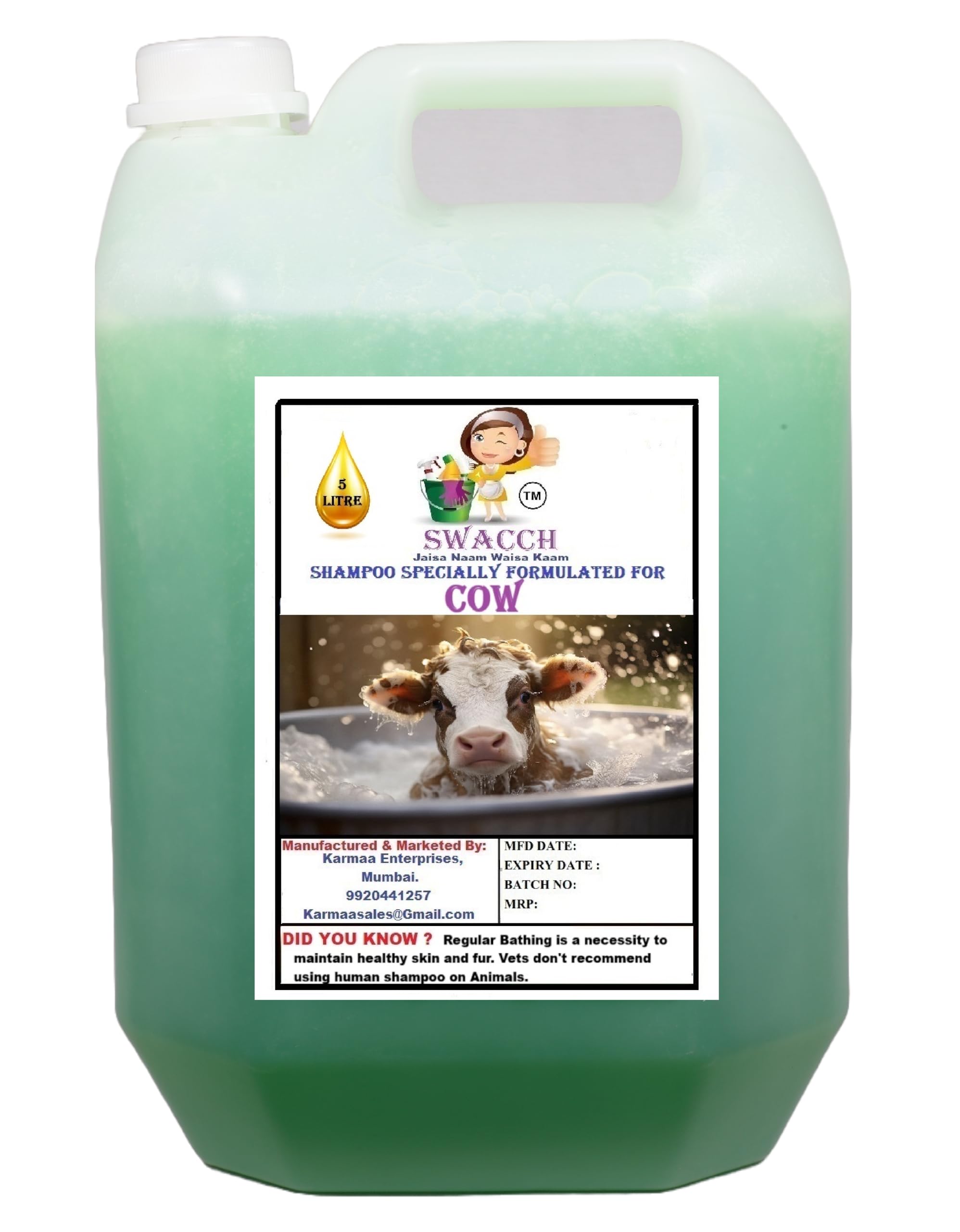 Shampoo Specially Formulated for Cow (5 Litre) Neem Alovera