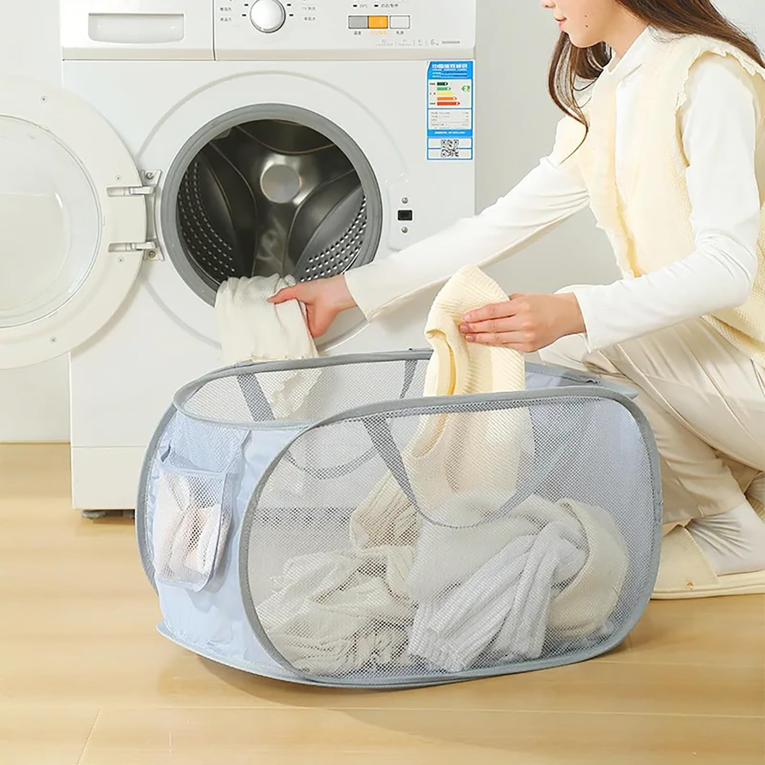 MosQuick® Large Capacity Premium Durable Laundry Basket for Clothes Multipurpose cloth storage basket with Durable Handles Foldable used clothes basket cloth bag Space Saving Lightweight(Grey)-image-24