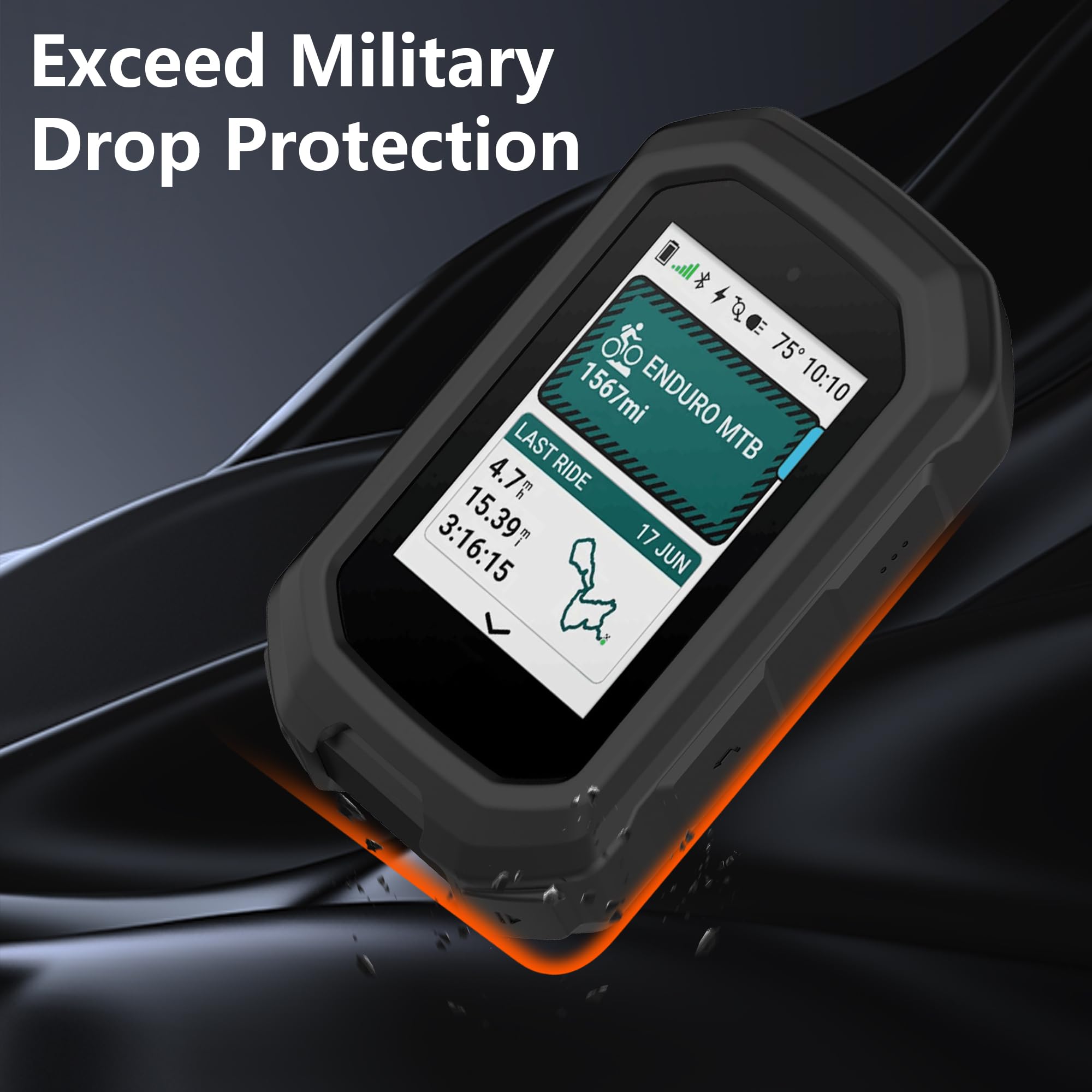 CAUHENYEE Cover per Garmin Edge MTB con 2 Pellicole Protettive in Vetro Temperato, GPS, computer da ciclismo, accessori proteggi schermo (Nero)