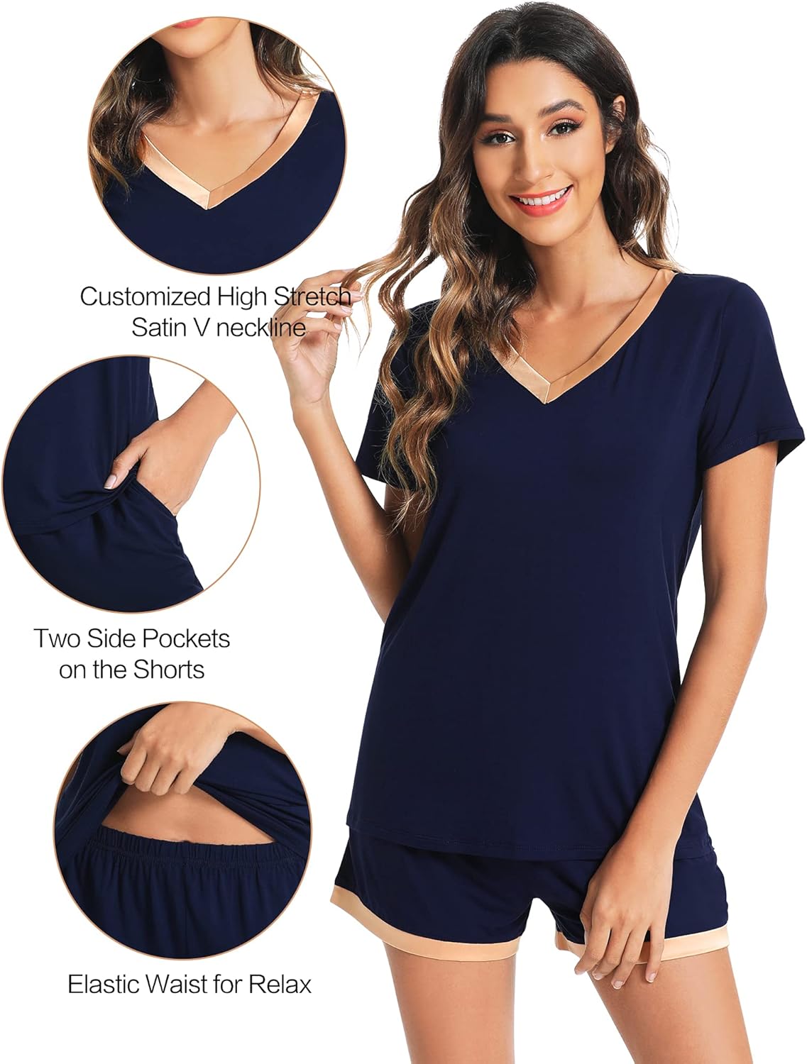 WiWi Viscose from Bamboo Pajamas Set for Women Super Soft Short Sleeve Cooling Summer Plus Size Pjs Sets Sleepwear S-4X - Image 4