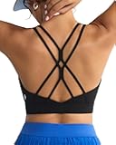 Sports Bras for Women,Strappy Crisscross Back Padded Low Impact Running Sports Bra with Removable Cups