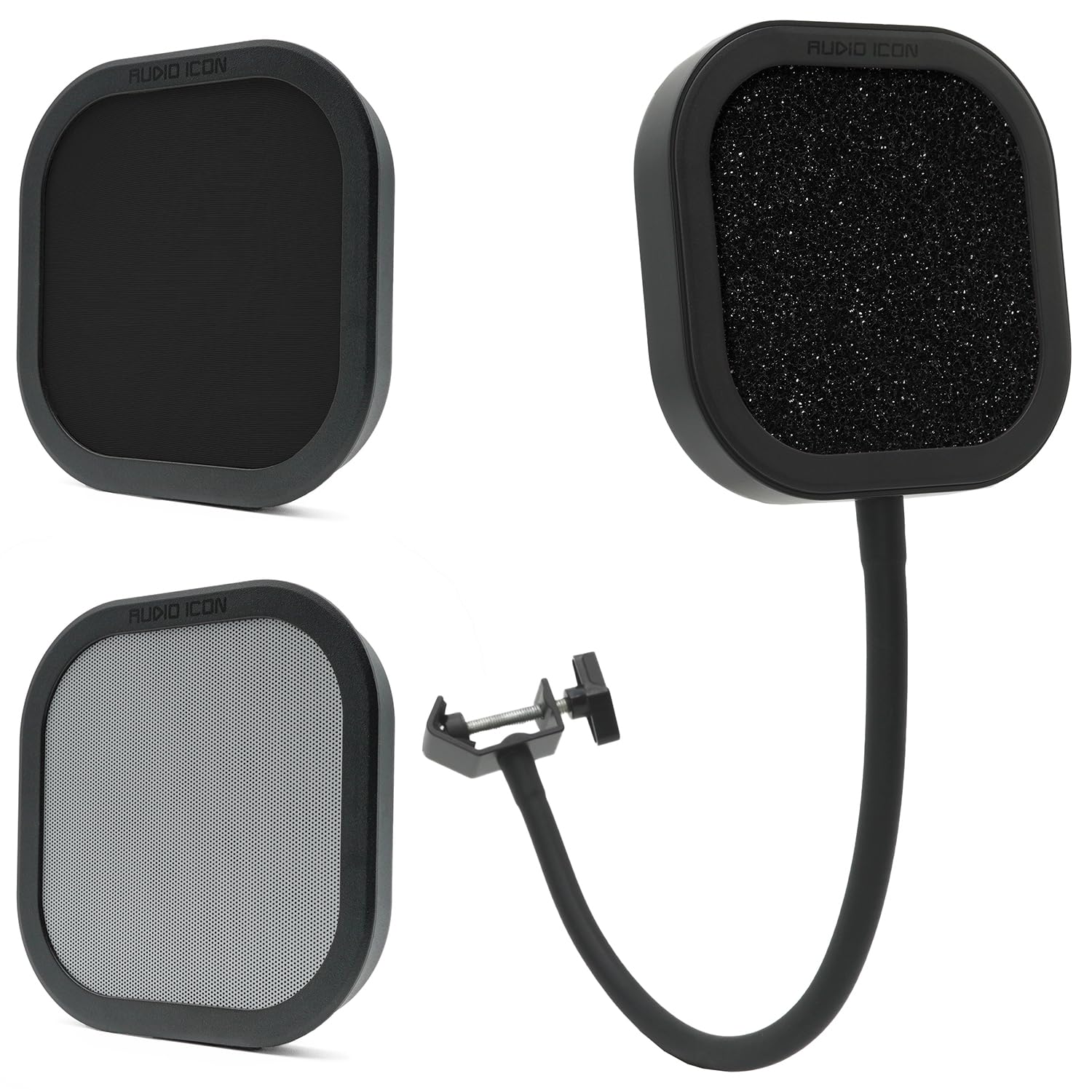 Flex Pro, austauschbarer Mikrofon-Pop-Shield-Filter für Aufnahmen mit robustem, flexiblem Schwanenhals von Audio Icon (Pop-Filterpaket)