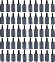 COOMATEC 50 Pack 1 Inch Cylinder Aquarium Air Stones - Fine Bubble Diffusers for Fish Tanks, Hydroponics & Bubblers