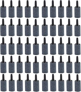 COOMATEC 50 Pack 1 Inch Cylinder Aquarium Air Stones - Fine Bubble Diffusers for Fish Tanks, Hydroponics & Bubblers