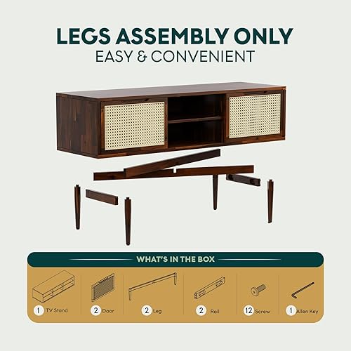 Miniatura 27 de Bme Oliver Mesita de noche de ratán de madera maciza, mesa auxiliar, totalmente montada, para dormitorio y sala de estar, estilo bohemio y de