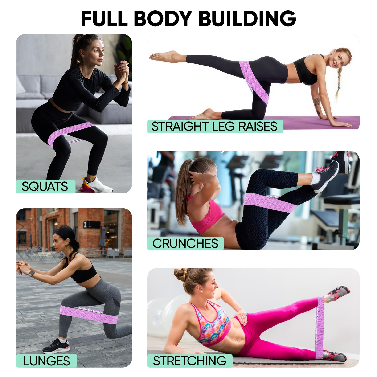 Suright Resistance Bands, Exercise Band with Set of 3, Fabric Resistance  Bands Workout with Non-Slip Design for HIPS Glutes Booty Bands for Women